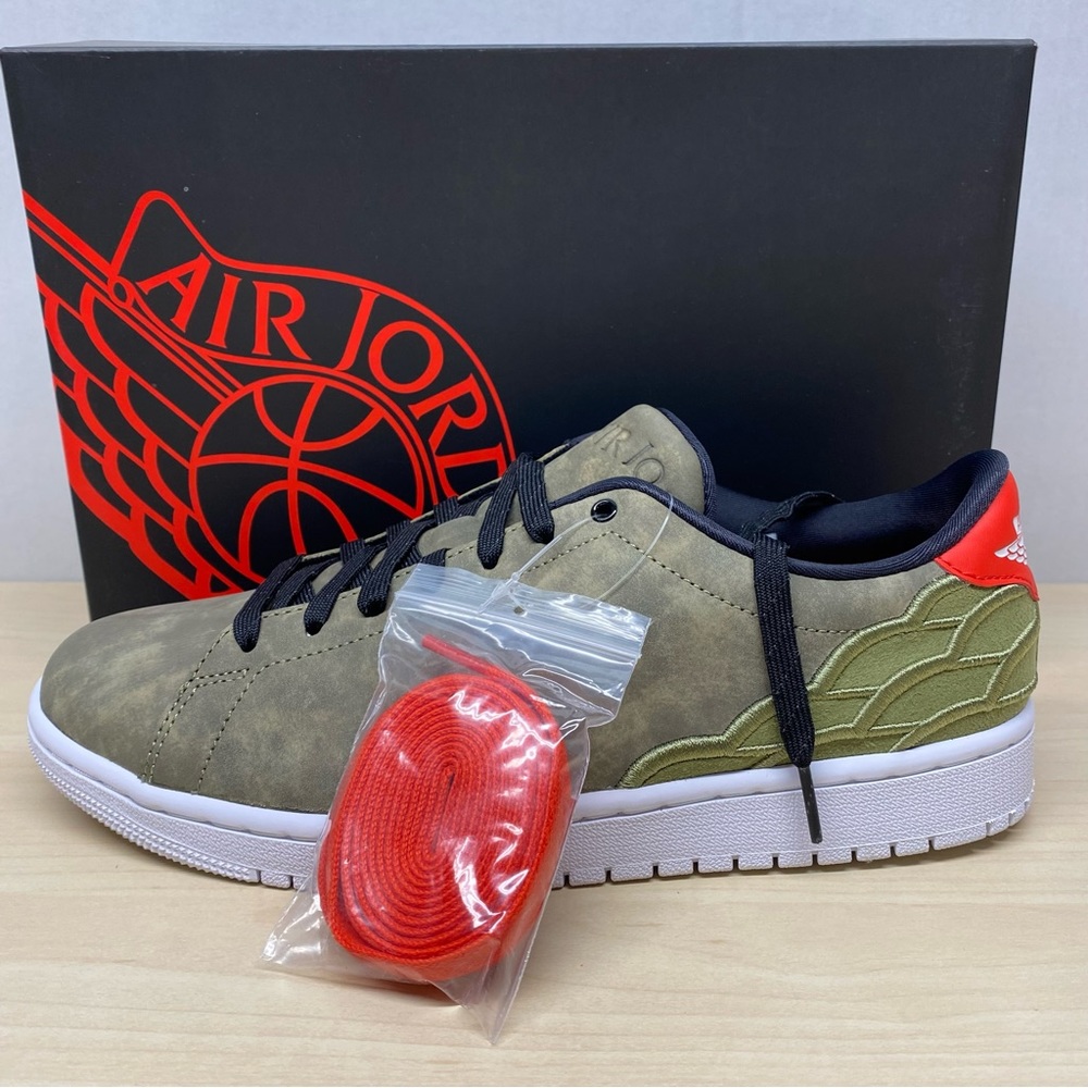 Nike Air Jordan 1 Retro Centre Court Low Men’s Size 10.5 Oil Green Black Orange